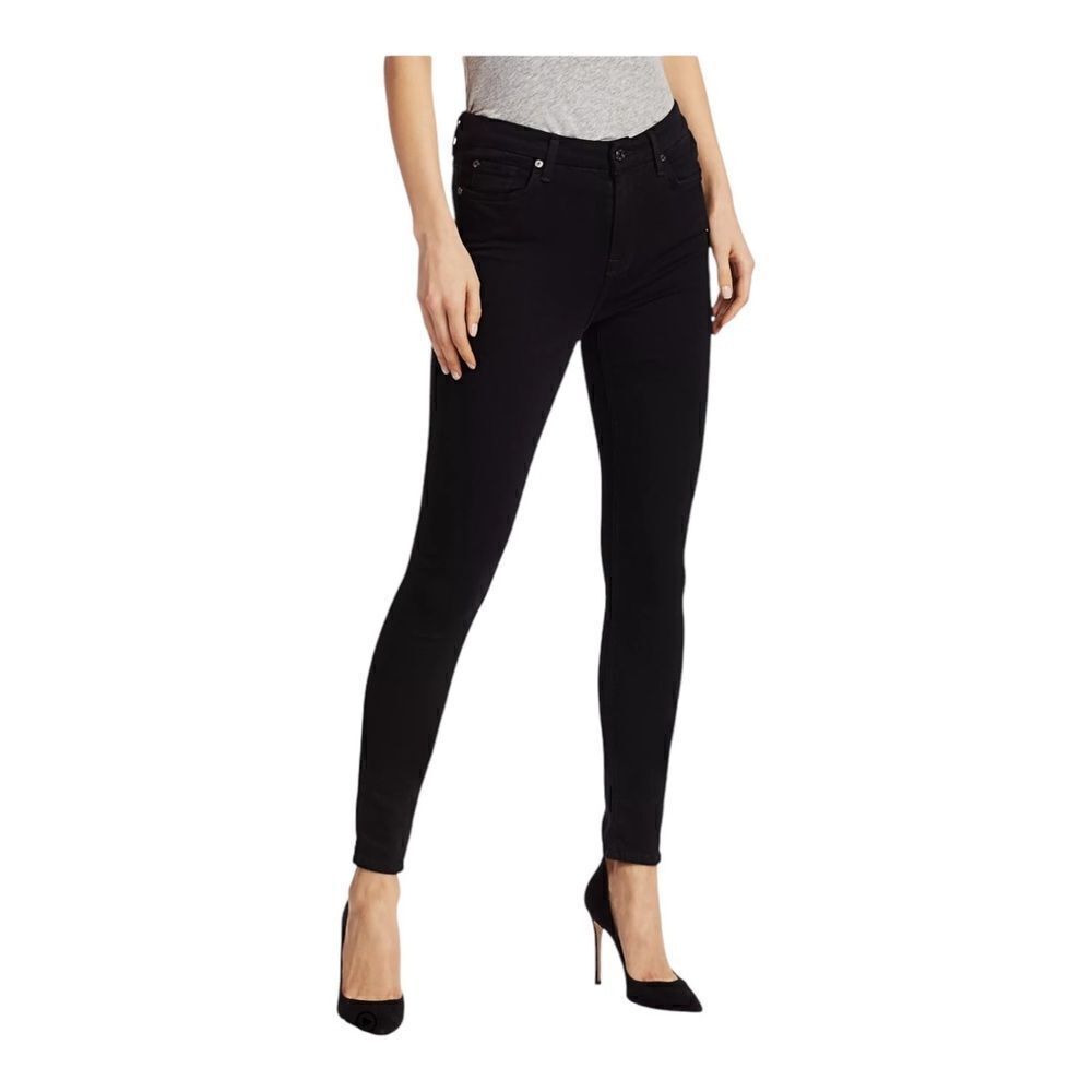 7 For All Mankind Women's Mid-Rise Skinny Pants Black Size 28 EUC